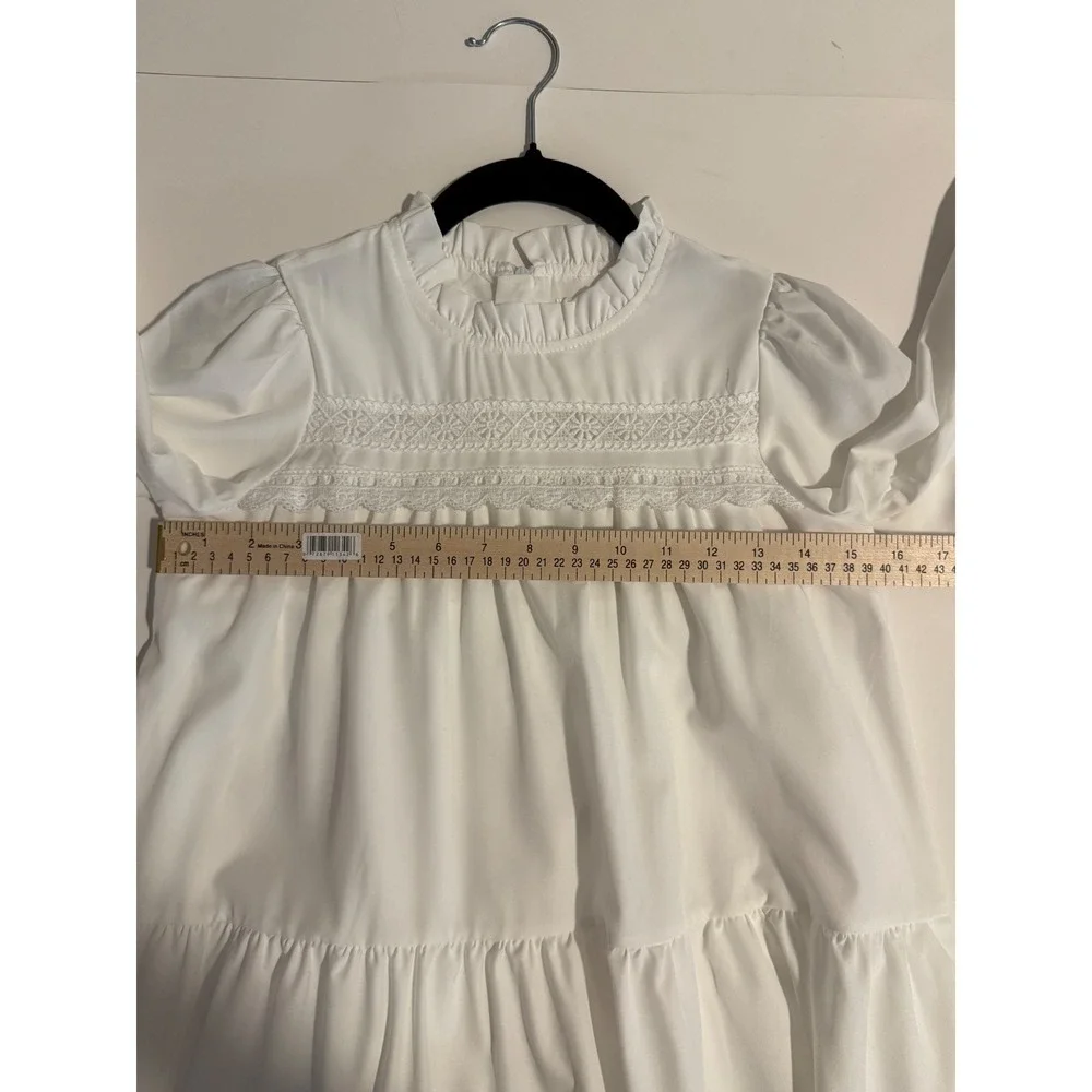 NWT Girls 8-9Y White Lace Tiered Dress First Communion Flower‎ Girl Cottagcore